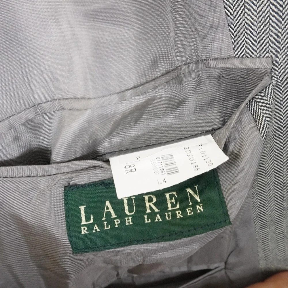 Lauren Ralph Lauren Men's Tweed Herringbone Wool Blazer 48R Gray Sport Coat